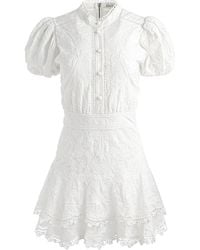 Alice + Olivia - Loryn Embroidered Cotton Mini Day Dress - Lyst