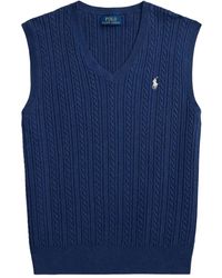 Polo Ralph Lauren - Cable-Knit Embroidered-Logo Vest - Lyst