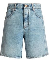 Balmain - Light Denim Bermuda Shorts - Lyst