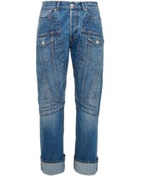Alexander McQueen - Halbhohe Straight-Leg-Jeans - Lyst