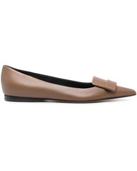 Sergio Rossi - Sr1 Pointed-toe Leather Ballerina Shoes - Lyst