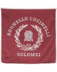 Brunello Cucinelli - Logo-Print Silk Scarf - Lyst