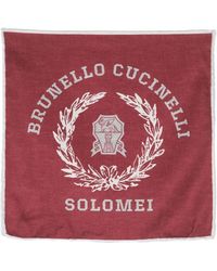 Brunello Cucinelli - Seidenschal Mit Logo-Print - Lyst