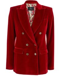 Etro - Blazer Aus Baumwollsamt - Lyst