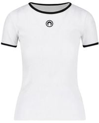 Marine Serre - T-Shirt En Jersey À Logo Moon Et Coupe Ajustée - Lyst