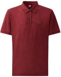 C.P. Company - Stretch Piquet Short-Sleeve Striped-Collar Polo - Lyst