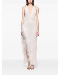 Atu Body Couture - Feather-Trimmed V-Neck Maxi Dress - Lyst