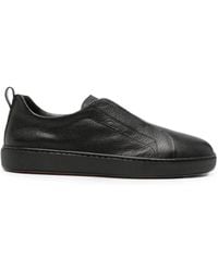 Santoni - S-Victory Grainy-Leather Slip-On Sneakers - Lyst