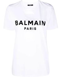 Balmain - Logo-Print Cotton T-Shirt - Lyst
