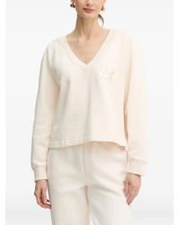 ARMANI EXCHANGE - V-Neck Logo-Plaque Sweatshirt - Lyst