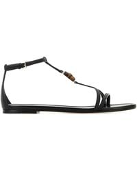 Gucci - Bamboo-Detail Leather Sandals - Lyst