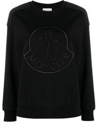 Moncler - Logo-embroidered Cotton-blend Sweatshirt - Lyst