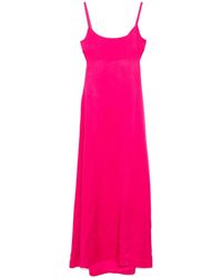 Max Mara - Vestido largo de satén con detalle de lazo - Lyst