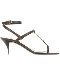 Saint Laurent - Logo-Detail Heeled Sandals - Lyst