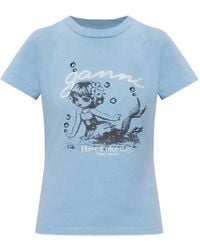 Ganni - Graphic-Print T-Shirt - Lyst