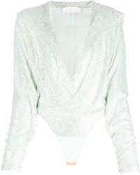 Genny - Sequin-Embellished Long-Sleeve Bodysuit - Lyst