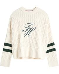 Tommy Hilfiger - Cable-Knit Logo-Embroidered Sweater - Lyst