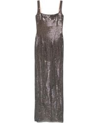 Self-Portrait - Robe Longue À Encolure Carrée Ornée De Strass - Lyst