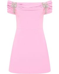 Rebecca Vallance - Odetta Bow-Embellished Mini Dress - Lyst