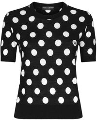 Dolce & Gabbana - Wool And Silk Tank Top With Polka-Dot Inlay - Lyst