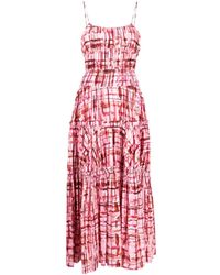 Acler - Abstract Check-print Midi Dress - Lyst