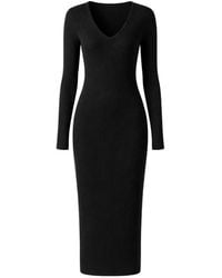 James Perse - Ribbed-Knit V-Neck Midi Dress - Lyst