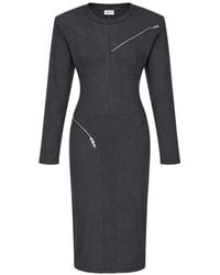 VAQUERA - Zip-Detail Long-Sleeve Midi Dress - Lyst