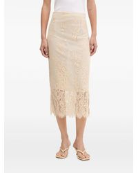 ViCOLO - Lace-Overlay Side-Slit Midi Skirt - Lyst