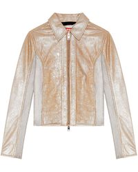 DIESEL - Jacke aus Leder in Silber-Optik - Lyst