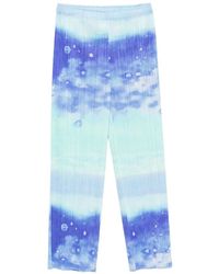 Pleats Please Issey Miyake - Pleated Abstract-Print Trousers - Lyst