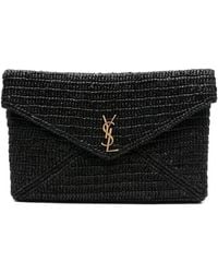 Saint Laurent - Bolso De Mano Con Placa Del Logo - Lyst
