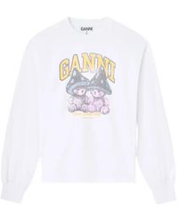 Ganni - Long-Sleeve T-Shirt With Mushroom Teddy - Lyst