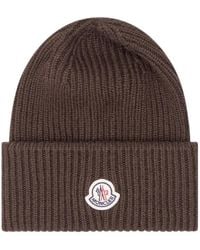 Moncler - Logo-Patch Ribbed-Knit Beanie Hat - Lyst