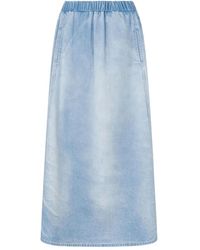 Moschino - Elasticated-Waist Maxi Denim Skirt - Lyst