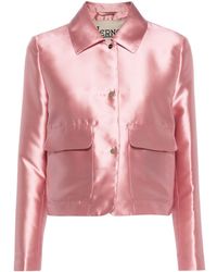 Herno - Straight-collar Cropped Satin Jacket - Lyst