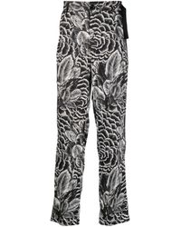 4SDESIGNS - Slim-cut Floral-print Trousers - Lyst