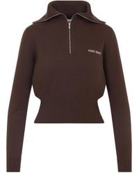 Miu Miu - Pull Zippé À Col Montant - Lyst