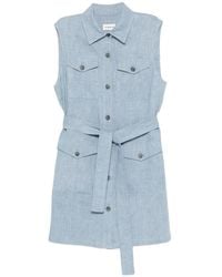 P.A.R.O.S.H. - Sleeveless Belted Shirt Dress - Lyst