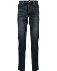 Emporio Armani - Paint-splatter slim-cut jeans - Lyst
