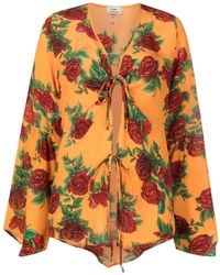 Amir Slama - Blouse Nouée À Fleurs - Lyst