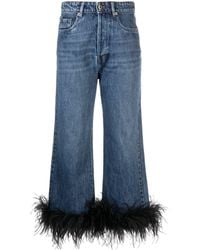 Miu Miu - Gerade Jeans mit Federn - Lyst
