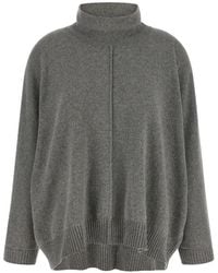 Alberta Ferretti - Lace-Trimmed Central-Stitching Sweater - Lyst