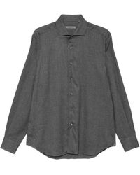 Corneliani - Herringbone-Weave Long-Sleeve Shirt - Lyst
