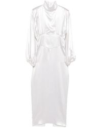 Vestiaire d'un Oiseau Libre - All About Eve Midi-Jurk Met Pofmouwen En Hoge Hals - Lyst