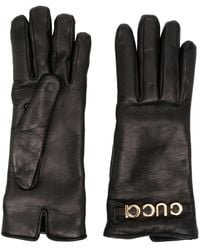 Gucci - Logo-lettering Leather Gloves - Lyst