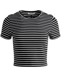Alice + Olivia - Cindy Striped Cropped T-Shirt - Lyst