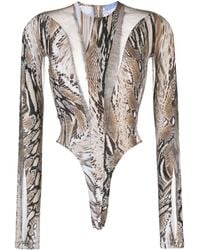 Mugler - Illusion Sheer-panelled Bodysuit - Lyst