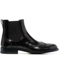 Tod's - Brogue-detail Leather Chelsea Boots - Lyst