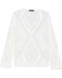 Lorena Antoniazzi - Openwork V-Neck Sweater - Lyst