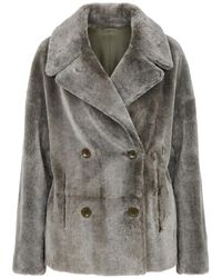 Manzoni 24 - Double-Breasted Shearling Jacket - Lyst